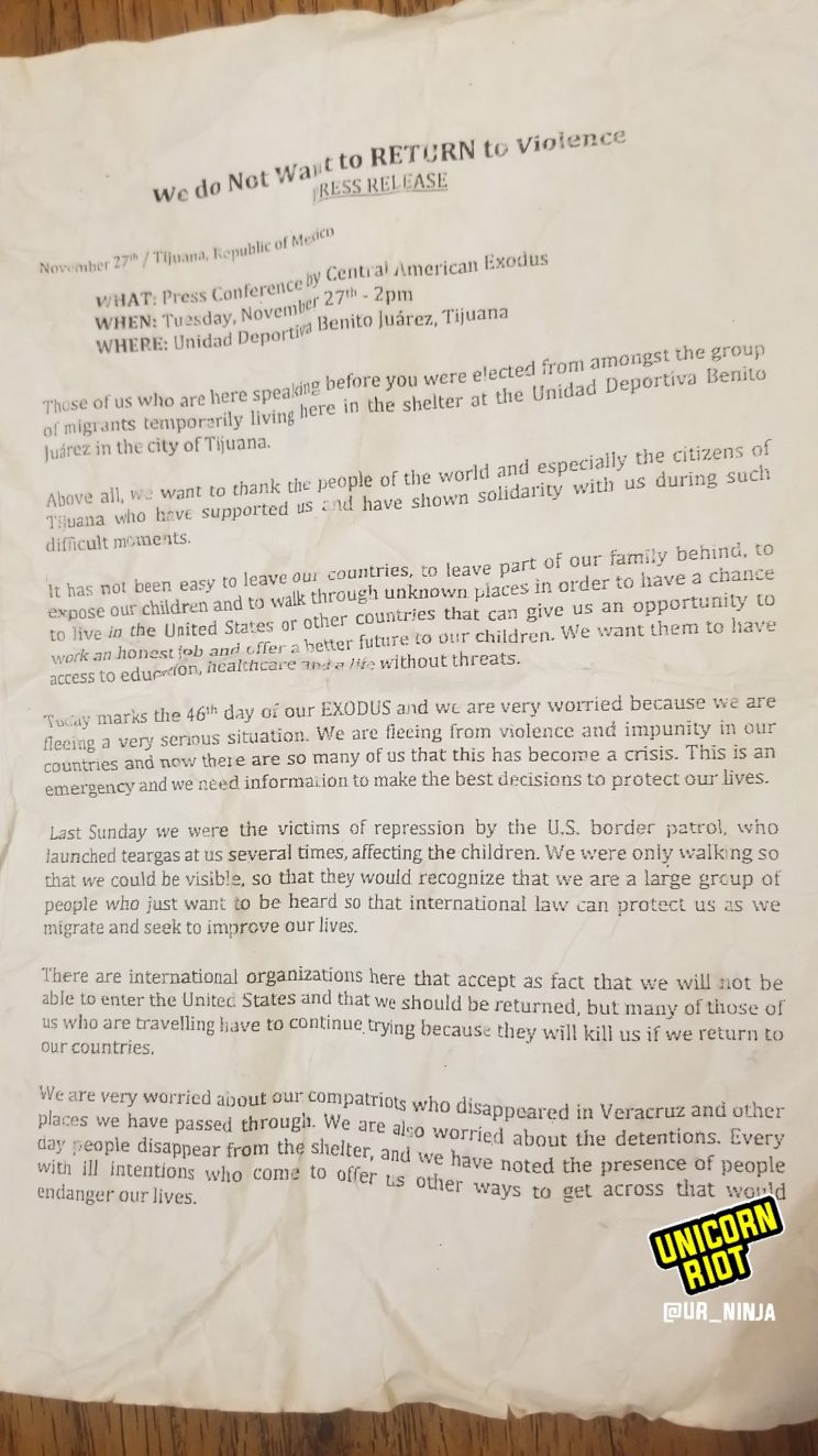 Migrant Press Release