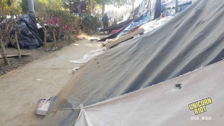 Living quarters in the camp