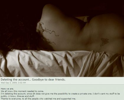 Deviant Art Account Displaying Original Butterfly Tattoo