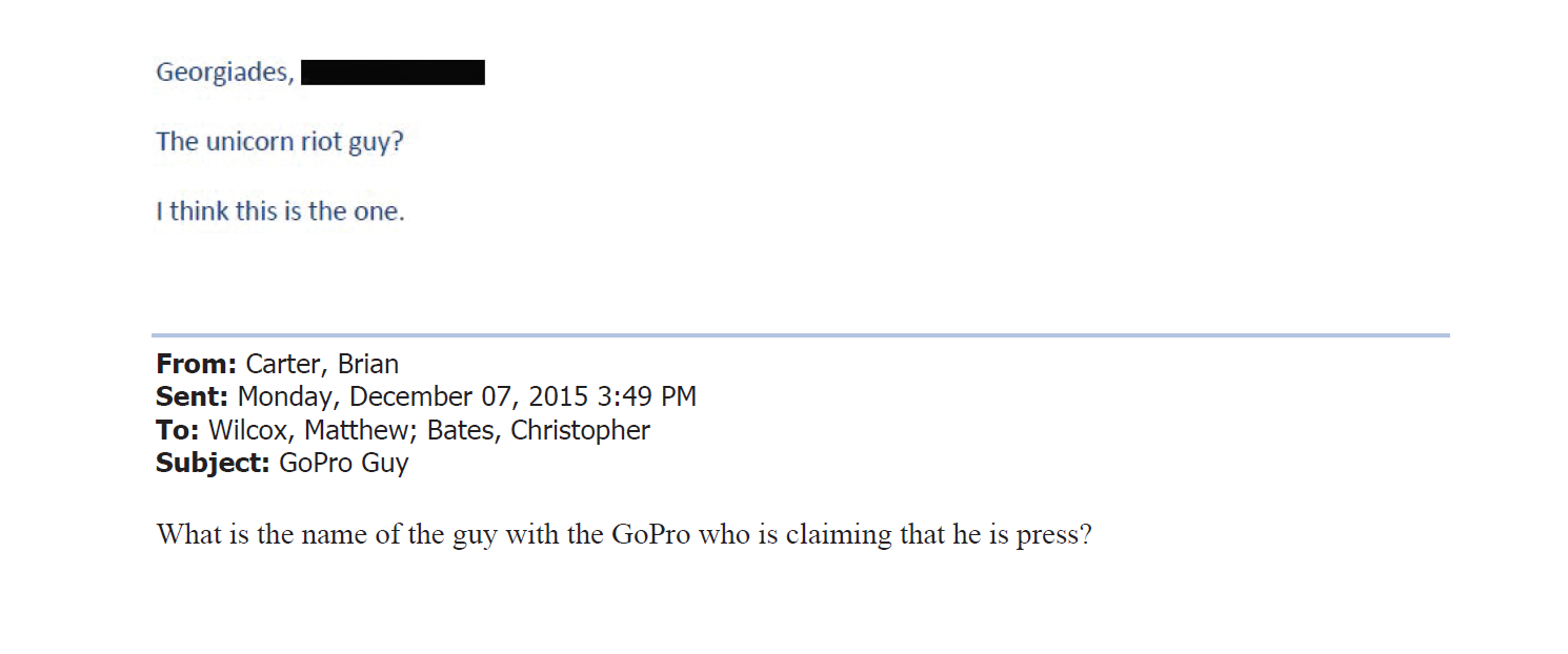 Emails Discussing Unicorn Riot Journalists