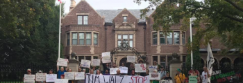 Protest outside of MN Gov. Walz' mansion against Elbit Systems.