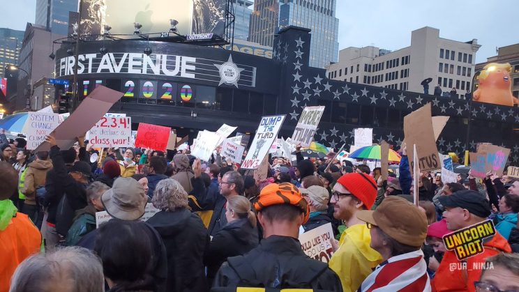 anti-Trump protesters outside of First Avenue & Target Center in Minneapolis, MN on October 10, 2019