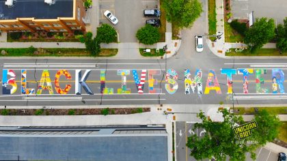 Street Sized Painting of Black Lives Matter Mural in Minneapolis