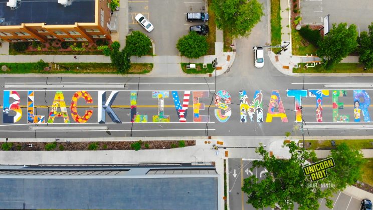 Street Sized Painting of Black Lives Matter Mural in Minneapolis