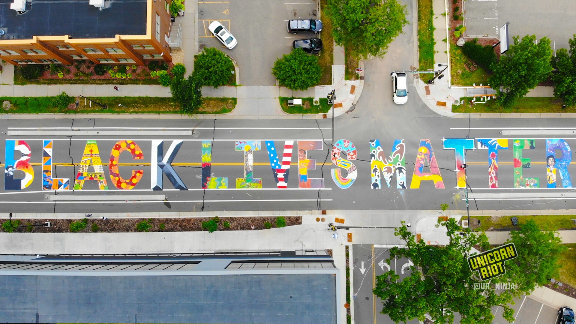 Street Sized Painting of Black Lives Matter Mural in Minneapolis