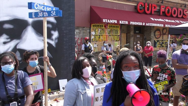Memorial caretaker Jeanelle Austin speaks during presser