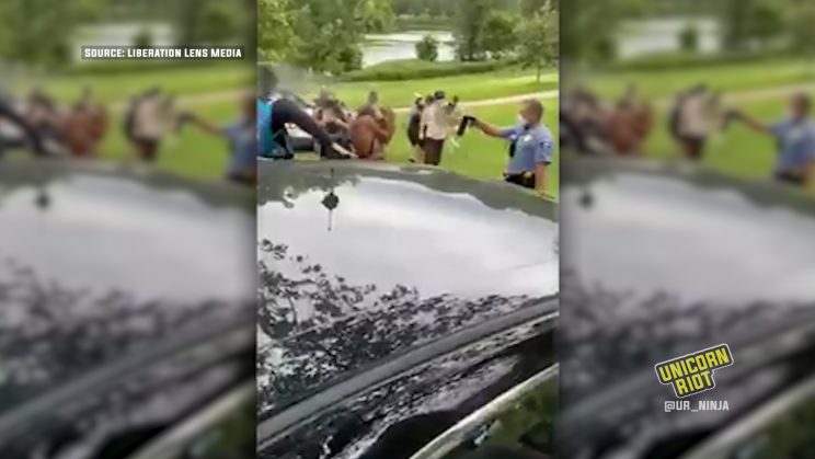 Minneapolis Police pepper spray houseless advocates while doing a sweep of tent community