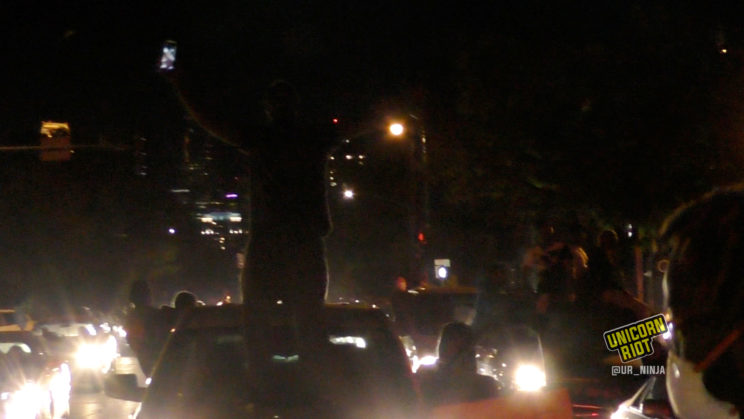 Dozens of cars trailed the march