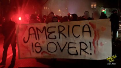 America is Over! banner led mobile dance party