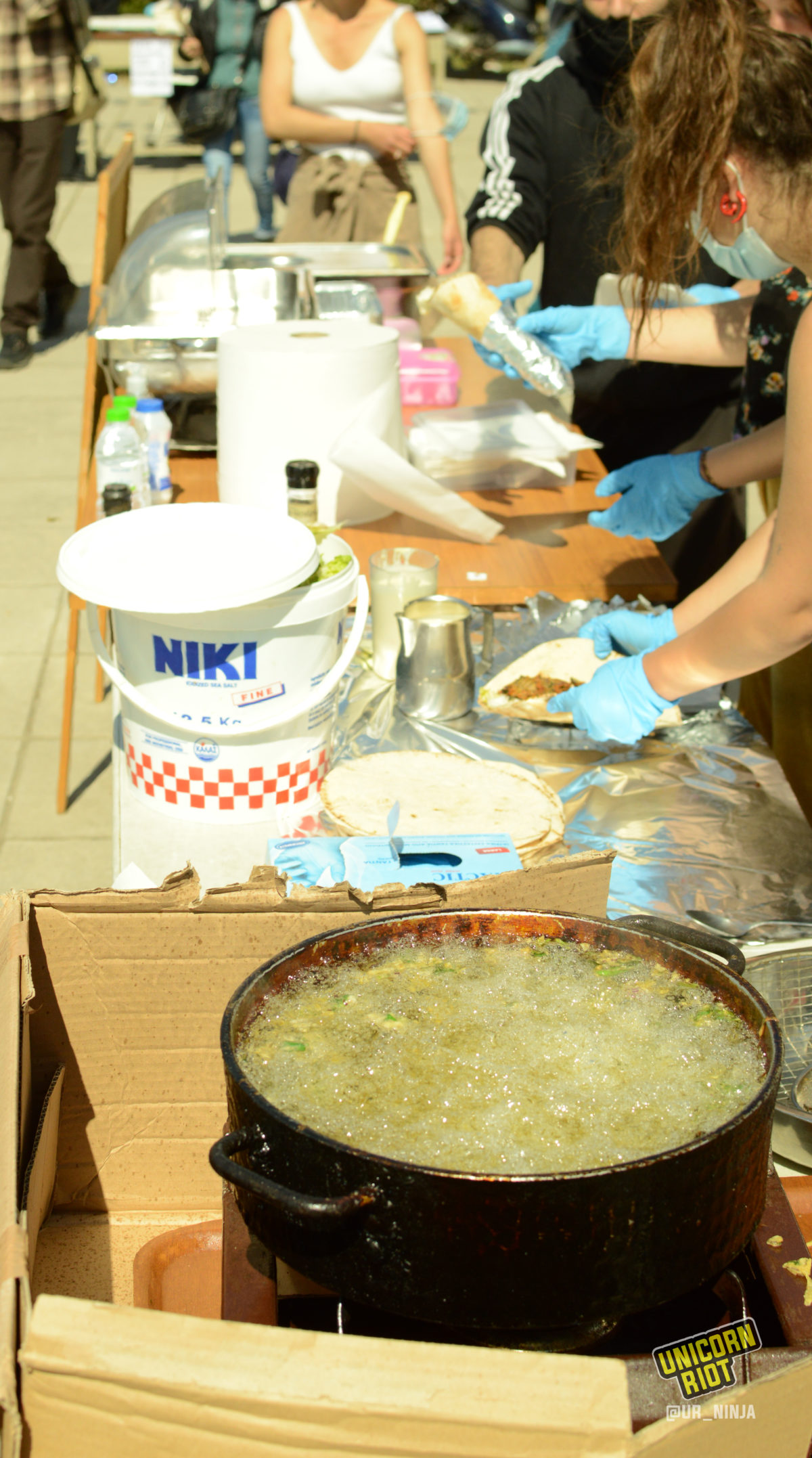 Collective kitchen at Thessaloniki University, where migrants and locals cook together