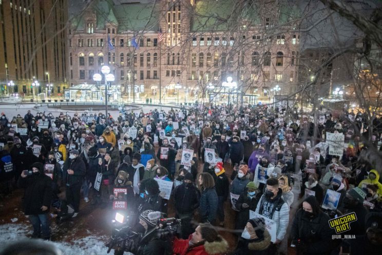 February 8, 2022, Minneapolis, Minnesota, USA: Hundreds of protesters showed up outside of the Hennepin County Government Center. They were protesting over the police killing of Amir Locke by Officer Mark Hanneman of the Minneapolis Police.