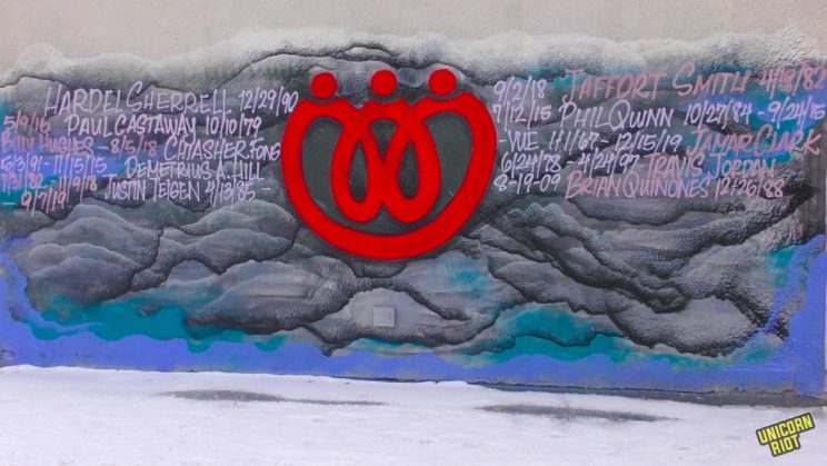 Families Supporting Families Against Police Violence Mural located on 38th St. at GFS taken during Malcolm X Celebration on February 21, 2021
