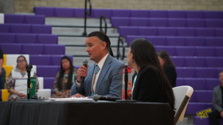 Photo 6809: U.S. Assistant Secretary of Interior Bryan Newland with Secretary of Interior Deb Haaland speaks at the "Road to Healing" listening session at the Sherman Indian High School in Riverside, California on August 4, 2023.