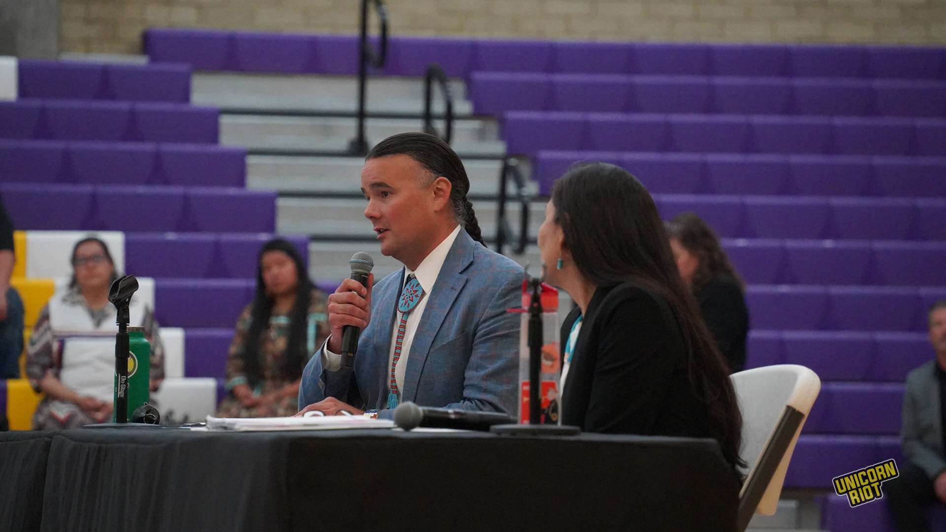 Photo 6809: U.S. Assistant Secretary of Interior Bryan Newland with Secretary of Interior Deb Haaland speaks at the "Road to Healing" listening session at the Sherman Indian High School in Riverside, California on August 4, 2023.
