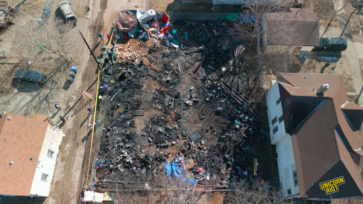 Drone shot overlooking camp nenookaasi