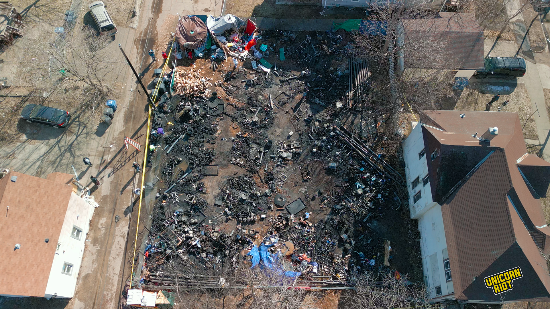 Drone shot overlooking camp nenookaasi