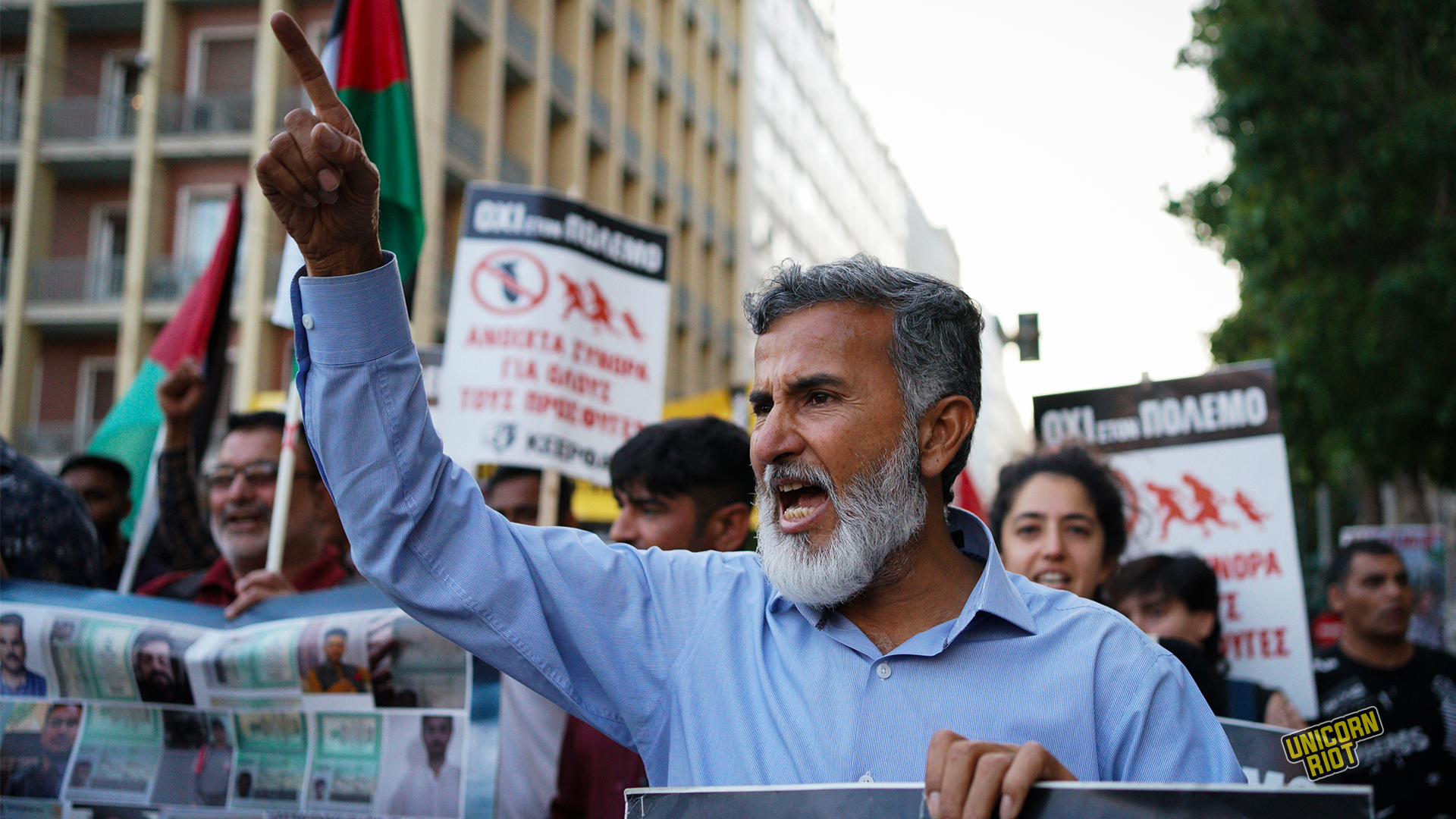 President of the Pakistani Community of Greece, Javed Aslam, chanting slogans during a demonstration in Athens, commemorating the one year since the shipwreck of Pylos, which took place on June 14, 2023 and officially killed 82 people, but left hundreds more missing to this day.