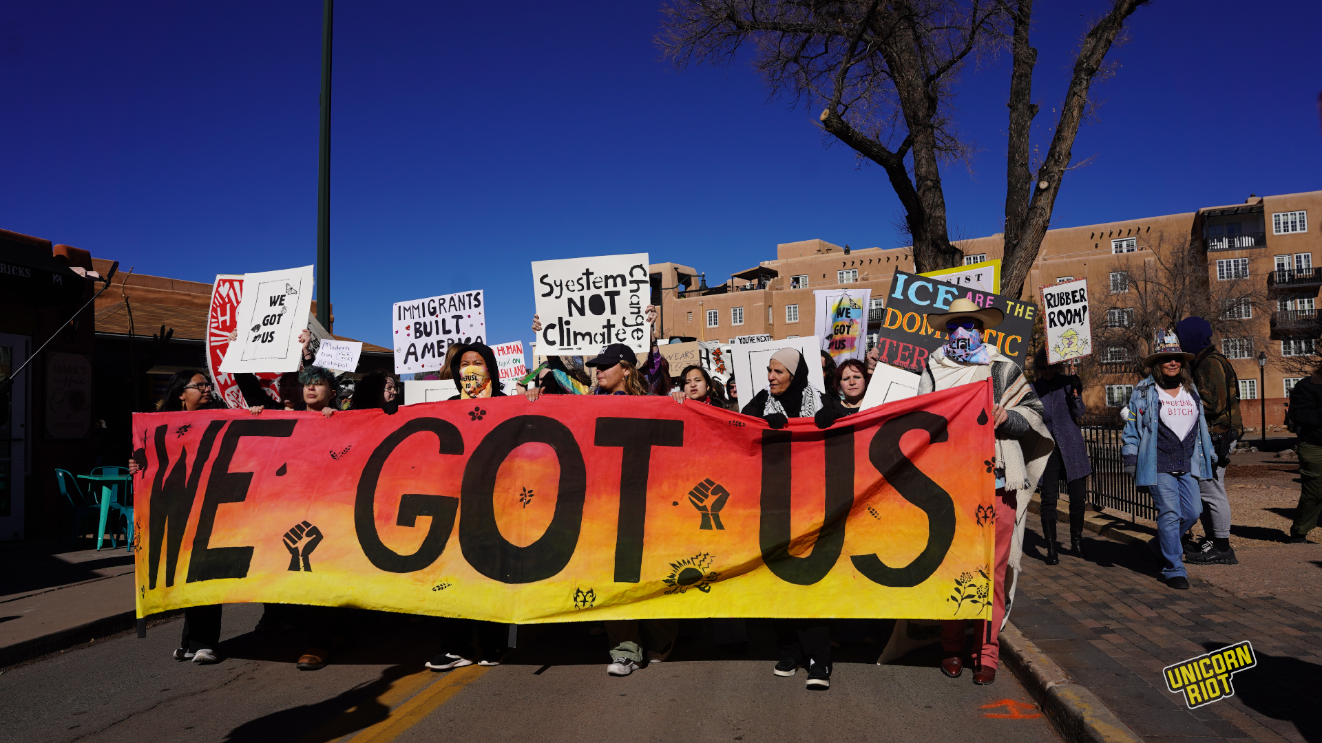 "We Got Us" march and rally brought more than 1,500 people to downtown Santa Fe to show an organized community that it stands against climate change and the authoritarian practices by the federal government. Photo by Darren Thompson.